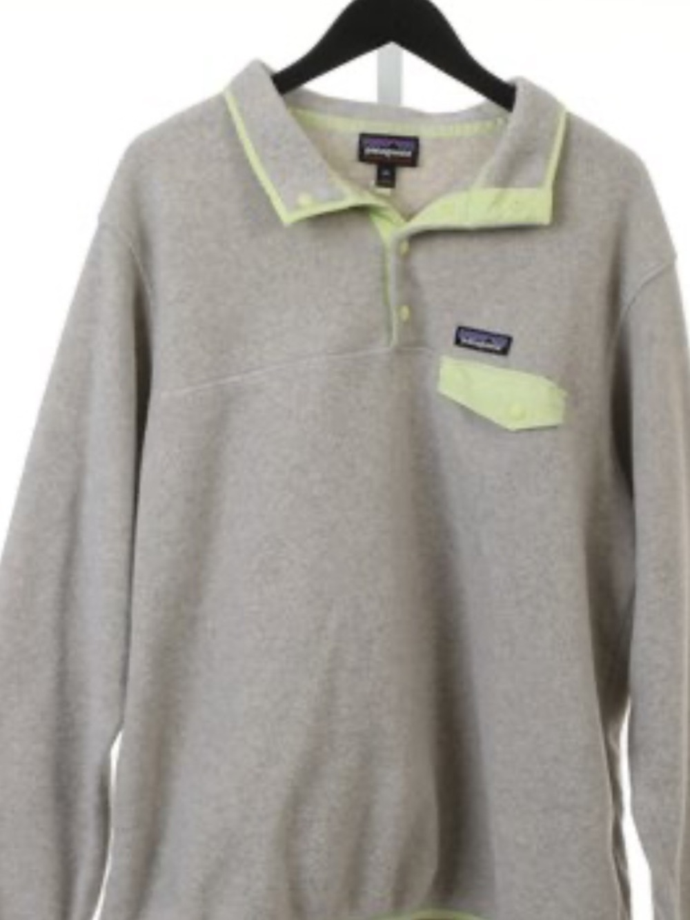 Patagonia Synchilla Snap-T Fleece Pullover, Gray Neon Trim, Women’s XXL